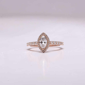 Anillo de Diamante Cultivado en Laboratorio con Corte Marquesa, Halo de 4 Puntas, Simulación de Diamante, para Propuesta de Matrimonio, Personalizable, con Detalles Solitarios - Product Image 5