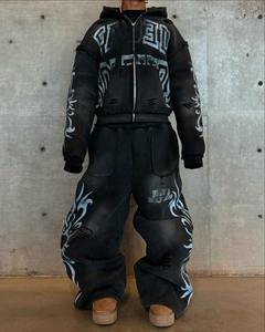 Conjunto Deportivo Personalizado de Alta Calidad, Chándal Holgado 100% Algodón, Sudadera con Capucha y Cremallera con Lavado Ácido y Pantalones Deportivos Holgados para Hombre - Product Image 2