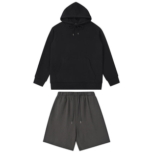 Heavyweight Cotton Men 2 Piece Short Sets Unisex <b>Sweatshirt</b> and Sweat Short Tracksuit Custom Hoodie and Shorts Set For Men - Product Image 3