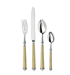 Juego de cubiertos hechos a mano sostenibles, mango de Metal, mango decorativo con acabado dorado, accesorios de cocina y Mesa - Product Image 1