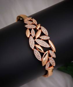 กำไลข้อมือสแตนเลสชุบทองประดับด้วยหินคิวบิกเซอร์โคเนีย เครื่องประดับงานปาร์ตี้สำหรับผู้หญิงสุดอินเทรนด์ - Product Image 1