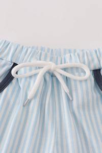 ชุดเสื้อผ้าใส่สบายลายตัวหนาสีน้ำเงินคลาสสิกสำหรับเด็กวัยหัดเดินและเด็ก - Product Image 5