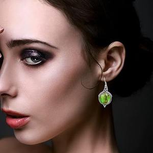 Pendientes para niñas, Plata de Ley 925 sólida, turquesa verde Natural piedra preciosa, joyería de plata fina hecha a mano, joyería de sello sólido 925 - Product Image 3