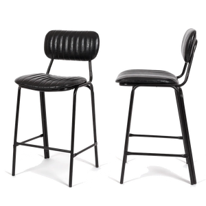 Tabouret de <span class=keywords><strong>bar</strong></span> moderne industriel rembourré avec siège et dossier en cuir PU, cadre en métal noir, <span class=keywords><strong>chaise</strong></span> haute de <span class=keywords><strong>bar</strong></span> pour restaurant, café, <span class=keywords><strong>bar</strong></span> - Product Image 6