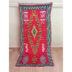 Auténtica Alfombra Marroquí Hecha a Mano, Boucherouite, Estilo Bohemio, Colorida, Vintage, Decoración Artesanal del Atlas - Product Image 1