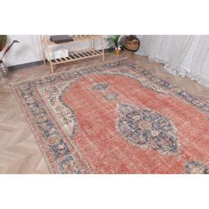 Turkish <b>Runner</b> Rug 0.6x10.5 ft (19x321 cm), Vintage <b>Red</b> Camouflage Rug - Product Image 4