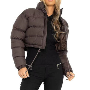 Best Selling Crop Bubble Jacket for Women Reflective <b>Quilted</b> Puffer Coat <b>Thick</b> Padded High Neck Design Women Crop Puffer Jacket - Product Image 3
