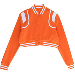 Chaqueta Bomber Varsity Personalizada para Mujer, Mezcla de Lana, Mangas de Cuero de Pescado, Puños Acanalados, Logotipo Bordado, OEM, Venta al por Mayor - Product Image 2