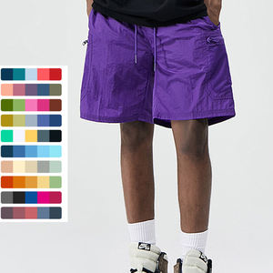 Shorts de streetwear personnalisés violets pour hommes, poche invisible en mesh, shorts baggy simples, shorts hip hop, shorts en polyester, shorts en nylon mi-longs - Product Image 2