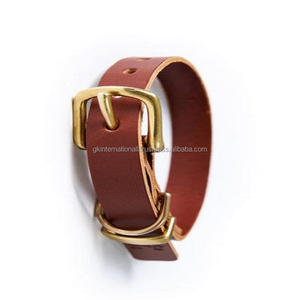 Collar de perro de cuero marrón de primera calidad para mascotas de todos los tamaños en todos los tamaños personalizados hecho en La India collar de perro de cuero hecho a mano - Product Image 3