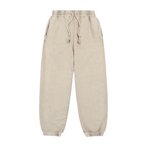 Pantalons de survêtement amples à jambes larges en coton French Terry, pantalons de survêtement longs empilés pour hommes, taille évasée, pantalons de survêtement amples pour hommes - Product Image 1