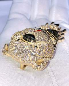 Pendentif Tête de Chien Hip Hop Unique Plaqué Or Lourd 18K Or Jaune Moissanite Collier Breloques Fines Cadeaux - Product Image 2