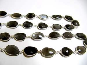 Cadena de conector de bisel de Briolette en forma de pepita de piedra lunar gris natural forma libre desigual 12 a 15mm - Product Image 2