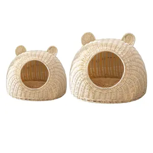 Eye catching Design Wholesale 2022 Rattan Pet House Cave Bed with animal shape for cat and dog in Vietnam