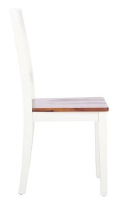 Chaise de salle à manger simple en teck massif avec cadre blanc et assises de couleur naturelle pour une utilisation intérieure et extérieure - Product Image 3