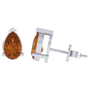 ต่างหูเงินแท้ชุบทองคำขาว/ทองคำ/ทองคำชมพู ประดับพลอยซิทรินทรงลูกแพร์ (พลอยประจำเดือนพฤศจิกายน) - Product Image 6