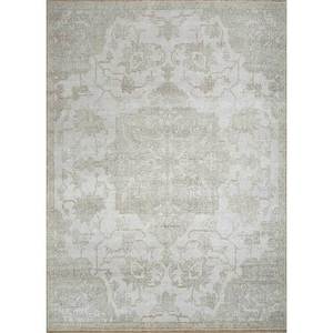 พรมขนสัตว์ถักมือสีเทาและสีดำลายเหรียญตรา สำหรับห้องโถง พรมปูพื้นแบบทอเรียบ ขนาดห้อง 9x12 นิ้ว - พรมจาอีปุร์ ZA - Product Image 1