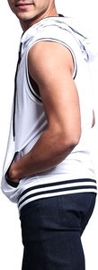 Débardeur de fitness tricoté sans manches pour homme avec capuche en maille respirante Logo personnalisable Débardeur décontracté respirant - Product Image 3