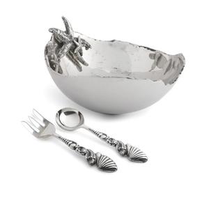 Plat ovale élégant en aluminium argenté avec détails de coquillages étoiles de mer, idéal pour salades et fruits lors de réceptions contemporaines - Product Image 6