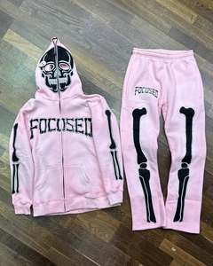 High Street hommes décontracté sweat veste pleine fermeture éclair sweats à capuche avec évider fermeture éclair et crâne conception longue veste tricotée - Product Image 1