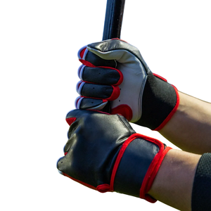 Dynamic Black & Red Baseball Batting Gloves | Professional Grade Cowhide Leather for Superior Feel and Unmatched Durability - Product Image 2
