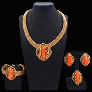 Zhuerrui Italiano disegni in oro da donna Set di gioielli da festa Fine bigiotteria di lusso grandi collana di gioielli Set HC2500314 - Product Image 2