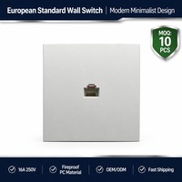 Interrupteur mural électrique intelligent LED de style européen moderne, prise 16A 250V, grand bouton, ultra-fin, en matériau PC, pour usage domestique