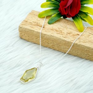 925 Sterling Silver Lemon Quartz AAA+ Quality Genuine Faceted Gemstone <b>Handmade</b> <b>Jewelry</b> Chains Elegant Faceted Quartz <b>Jewelry</b> - Product Image 2