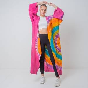 Magnifique kimono en coton pour femme, nouvelle robe d'été, chic bohème, longueur au sol, look de vacances, teinture unie naturelle - Product Image 1