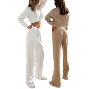 ชุดวอร์มเทรนนิ่งสตรีทแวร์ผ้าฝ้าย/โพลีเอสเตอร์ 50/50 แบบหลวม ระบายอากาศได้ดี แขนยาว สั่งผลิตได้ตามต้องการ ขายส่ง - Product Image 2