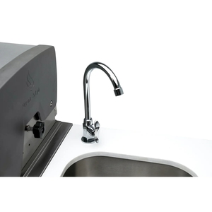 Îlot de cuisine extérieur modulaire en acier inoxydable noir de qualité supérieure en forme de L avec réfrigérateur + 6 brûleurs de 44 pouces de large + LIVRAISON GRATUITE - Product Image 5