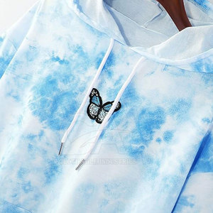 El mejor diseño transpirable Tie Dye Hoodie para mujer MOQ bajo cuello con capucha para la colocación del logotipo frontal de invierno - Product Image 5