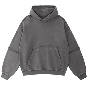 Vente en gros de sweats à capuche en tissu French Terry 100% coton 370G avec logo personnalisé, effet délavé, pour l'automne et l'hiver - Product Image 3