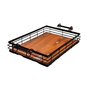 Bandeja de servicio de madera de mango de estilo moderno de diseño vintage de mejor tendencia con mango de metal Color de forma de tamaño personalizado - Product Image 5