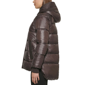 New Arrival Men's Winter <b>Puffer</b> <b>Jacket</b> Stand Thick <b>Waterproof</b> Breathable Fabric Solid Colors Printed Design Detachable <b>Hood</b> - Product Image 2