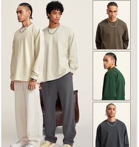 2025 AutumnWinter 425G Heavy Cotton Solid Color Basic Off-Shoulder <b>Long</b> <b>Sleeve</b> Loose <b>T</b>-<b>Shirt</b> Plus Size Plain Dyed for Winter - Product Image 2