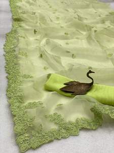 เสื้อเบลาส์ผ้าโปร่งบางสารีงานปักลายทั่วโลกสีสวย - Product Image 5