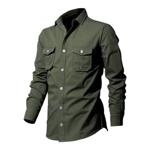 Spring And Autumn New Men's <b>Shirt</b> Loose Large Size Multi-pocket Vintage Cargo <b>Shirt</b> Solid Color Lapel Long-sleeved <b>Shirt</b> - Product Image 6