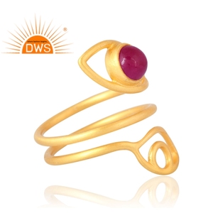 Anillo de piedras preciosas de cuarzo de Aventurina roja Natural chapado en oro de 18 quilates de Plata de Ley 925 más vendido, fabricante de joyería fina Demi - Product Image 4