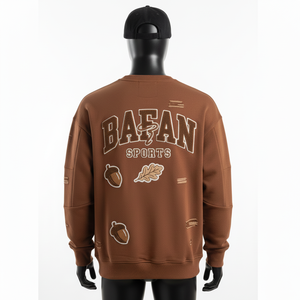 Sudadera de Hombre, Algodón Premium, Felpa, Tejido Suave Cepillado, Color Marrón, Logotipo Bordado en Chenilla Personalizado, Sudadera Básica - Product Image 2