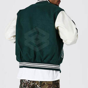 Chaqueta Letterman Personalizada de Algodón y Poliéster con Cuello Alto, Logotipo Frontal, Manga Larga, Transpirable y de Alta Calidad para Hombre, Servicio OEM - Product Image 3