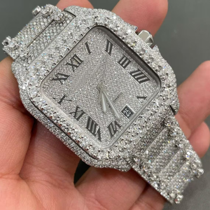 Haute qualité VVS clarté Moissanite analogique mouvement à Quartz montre diamant clouté étanche luxe acheteurs en vrac produit New Age - Product Image 3