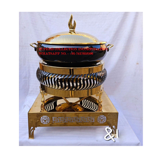 ที่อุ่นอาหารจานร้อนทำจากทองเหลืองสไตล์โบราณบุฟเฟต์สีทองพร้อมขาตั้งสำหรับจัดเลี้ยงในโรงแรมและร้านอาหาร - Product Image 3