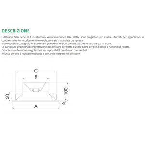 Difusor de Aire Acondicionado Circular Tecnosystemi, Conos Fijos de Aluminio con Regulador de Flujo Tipo Mariposa y Rejillas y Collares - Product Image 5