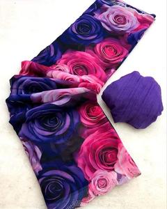 Indian Boutique's Latest Trendy Floral Digital Printed Ethnic Wear Saree Marsh Mellow Georgette Fabric para fiestas - Product Image 6