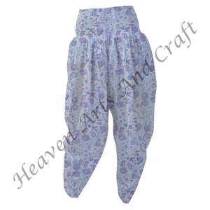 Pijama bohemio de algodón orgánico, pantalones de Patiala, cintura ahumada, estampado de bloque de mano, estilo harén, informal, transpirable, cierre elástico - Product Image 6