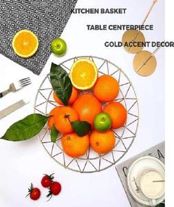 Cesta de alambre de acabado dorado de frutas metálicas atractivas de latón para utensilios de cocina y cesta de decoración de dormitorio de F S International - Product Image 3