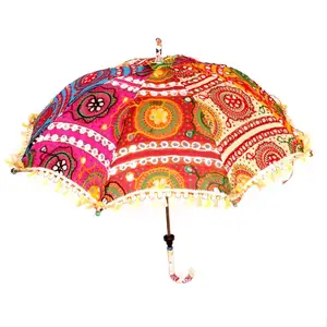 Wedding Decoration Decor Women's Fashion Summer Sun Umbrella Cotton Sun Umbrella Embroidered Decorative Fabric Ladies Umbrella