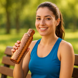 Leakproof <b>Bottle</b> | Durable Daily Use <b>Bottle</b> <b>1</b> <b>Litre</b> Pure Copper <b>Water</b> <b>Bottle</b> | Leakproof & Authentic <b>Bottle</b> - Product Image 1