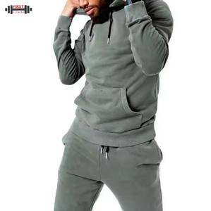 Vente chaude hiver hommes lavage à l'acide survêtements 100% coton polaire respirant à capuche Sport tenue - Product Image 6